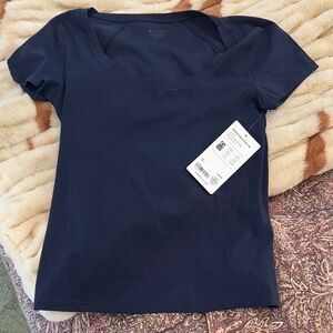 Athleta Women's  ScoopTranscend Navy Neck Short Sleeve Top